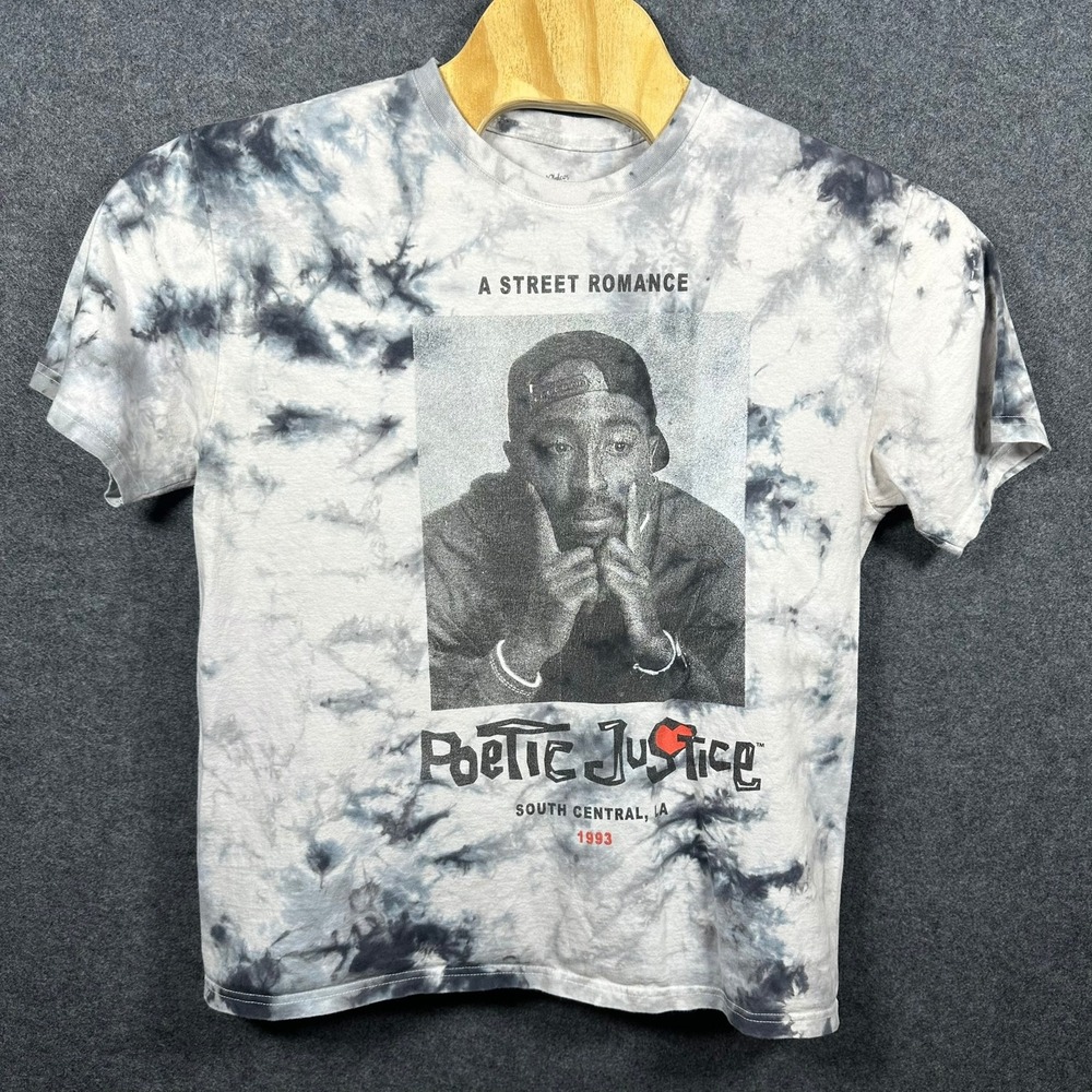 Poetic Justice Tupac Shakur Tie Dye Graphic Tee Shirt Mens Small Grey 1993 Movie